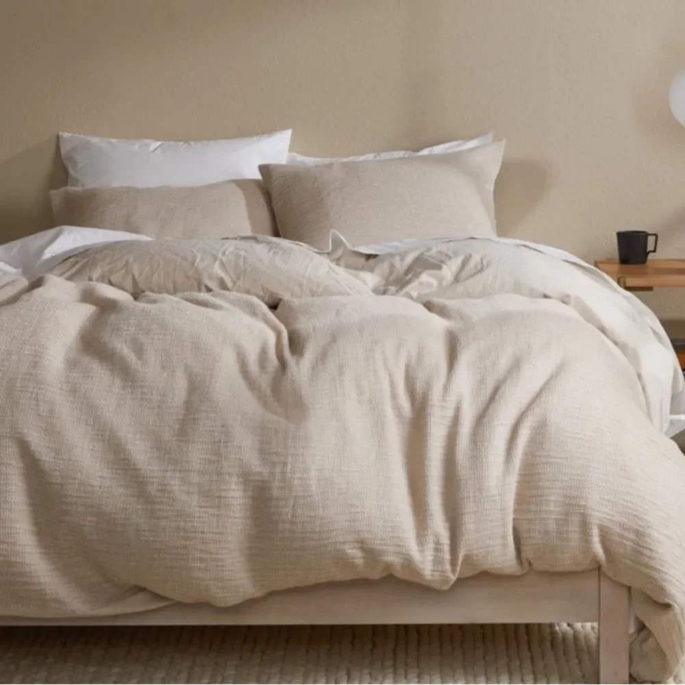Parachute Honeycomb Linen Blend Duvet Cover in Beige/Cream | Full/Queen
